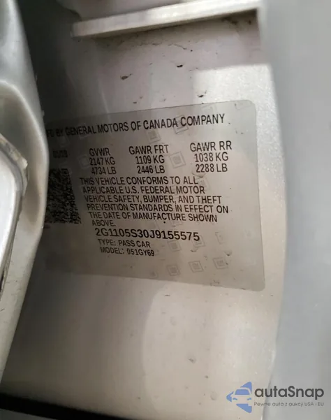 2018 Chevrolet Impala Lt из США, поврежденный, VIN 2G1105S30J9155575